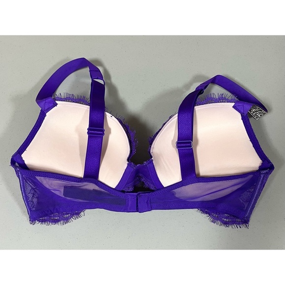 Victoria’s Secret Purple Floral Lace Push-Up Diamond Bra Brassiere Size 34C 💜 - Picture 4 of 5